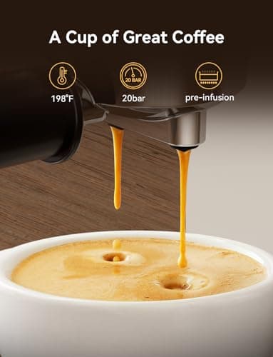 Neretva Espresso Machine 20 Bar, Super Compact Espresso Maker Stainless Steel Professional Espresso Maker Machine with Power Steam & LED Display for Home Barista Latte and Cappuccino Maker-Beige - Thumbnail 4