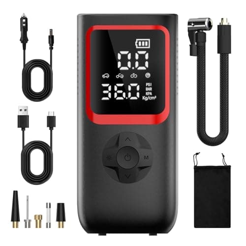 Tire Inflator Portable Air Compressor - 150PSI Portable Tire Inflator with Pressure Gauge, 4X Faster Portable Air Compressor for Car Tires, Air Pump with LED Light for Car, Motorcycle, Bike