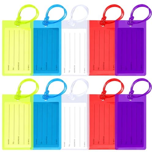 10 Pack Luggage Tags for Suitcases, Airplane Travel Essentials for Flying, International Travel Must Haves, and Luggage Accessories by Sodsay