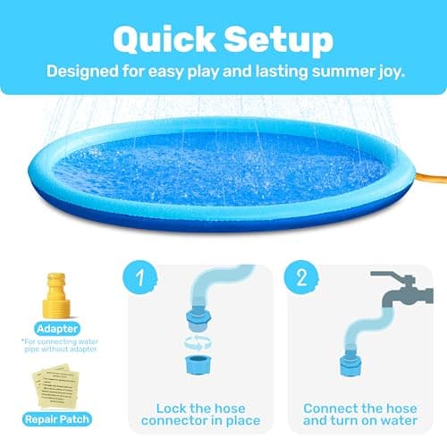 SLOOSH 72" Non-Slip Splash Pad Sprinkler - Outdoor Water Toys Play Mat for Toddlers Kids Dogs, Outside Thickened Sprinkler Pool Party Durable Backyard Fountain for Girls Boys Pets (72in, Blue) - Thumbnail 4
