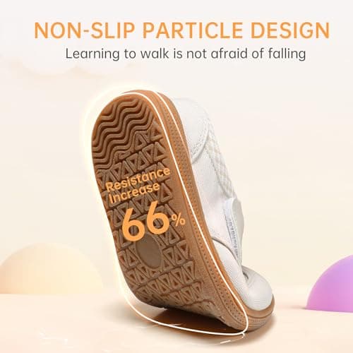 STQ KIDS Toddler Wide Toe Box Boys Girls Shoes Barefoot Shoe Kids Walking Sneakers Non-Slip Lightweight Comfortable First Walking Tennis Outdoor Activities Beige White Toddler Size 7 - Thumbnail 5