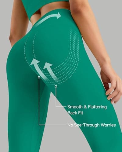 MXYMXY Buttery Soft Second-Skin Mivral High Waisted Yoga Leggings for Women 7/8 Lounge Pants Everyday Wear Emerald Green - Thumbnail 6