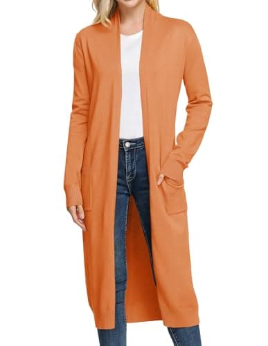GRACE KARIN Cardigan Sweaters for Women Lightweight Open Front Cardigans Casual Spring Outfits with Pockets 2026 Orange - Image 1