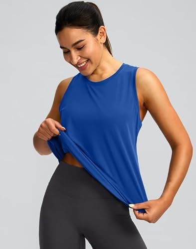 Women's Workout Tops Racerback Athletic Tank Tops Sleeveless Loose Fit Yoga Running Gym Shirts for Women(Royal Blue,XS) - Thumbnail 2