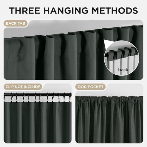 Joydeco Blackout Curtains 90 Inches Long - 100% Blackout Curtain for Bedroom, Rod Pocket & Back Tabs Thermal Insulated Noise Reducing Grey Window Drapes 2 Panels Set (Grey,52" Wx90 L) - Thumbnail 5