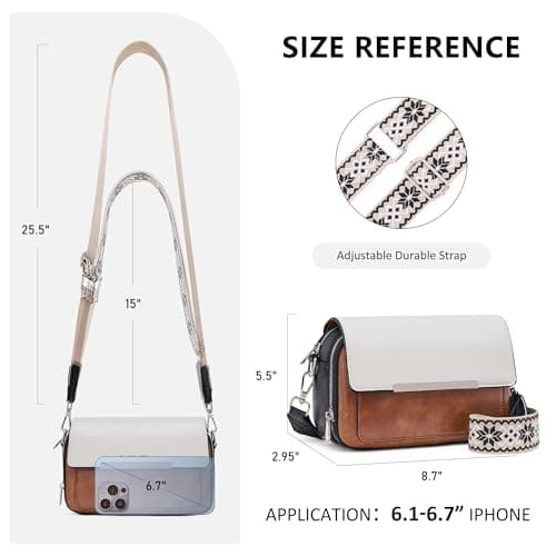 Roulens Crossbody Bags for Women Small Crossbody Wallet Purses with 6 Card Slots, Leather Shoulder Handbags, Perfect for Daily Use/Travel - Thumbnail 6