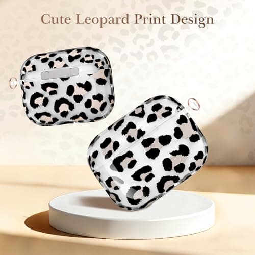 Delidigi Cute Leopard Print Case Compatible with AirPods Pro 3 Case with Keychain, Translucent TPU Protective Cover for Apple AirPods Pro 3nd Generation 2025, Two-Piece Snap-Fit - Thumbnail 2