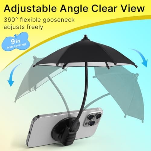 Phone Umbrella for Sun Shade: Magnetic Thumbs Up Cell Phone Umbrella Sun Shade UPF 45+ Anti-Glare Screen Protector for Beach Car Outdoor Travel Pool Easter Basket Stuffers for Women Men Teens Boy Girl - Thumbnail 4