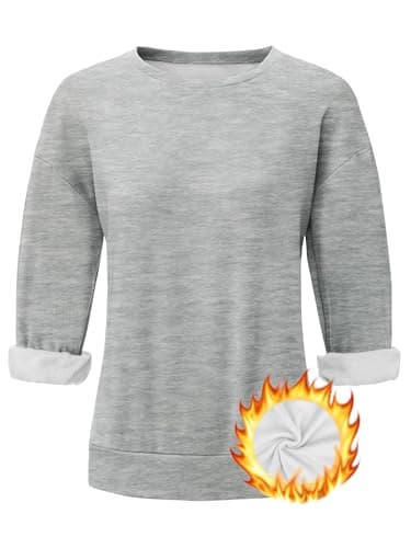 STOLKISS Cute Sweatshirt for Women Grey Fleece Lined Sweatshirts Crew Neck Casual Long Sleeve Fall Pullover Thicken Tops 2026 - Thumbnail 5