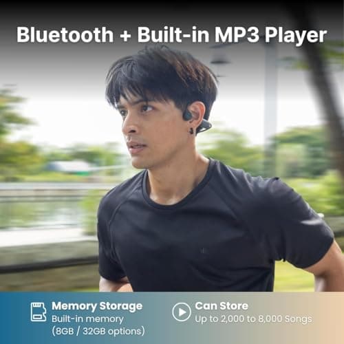 Jabees 7Seven Bone Conduction Swimming Headphones, IP68 Waterproof, 32GB MP3 Player, Bluetooth 6.0, Multi-Point Pairing, Open Ear Sport Headphones with Mic for Swimming, Running, Cycling - Thumbnail 4