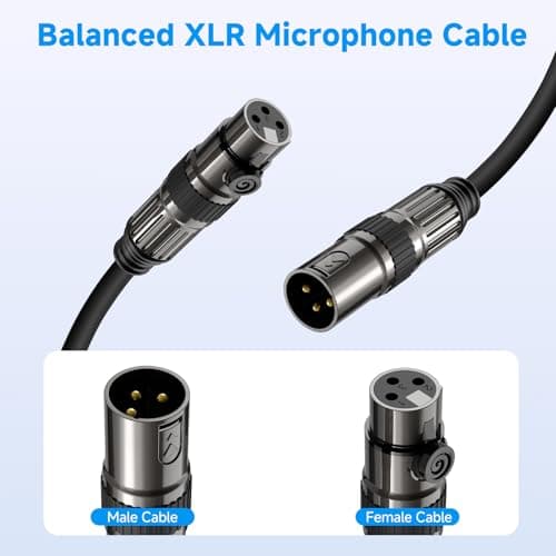 Caiord XLR Microphone Cables, 1 Pack 3 Feet Oxygen-Free Copper 3-Pin Male to Female Microphone Cable for Speaker, PA System, Podcast Audio Mixer, Studio Monitors, Audio Recording and More - Thumbnail 5