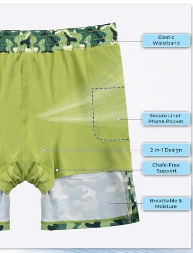 Arolina Mens Swimwear Swim Trunks Compression Liner 7 Inch Board Shorts Bathing Suits Zipper Pockets Camo X-Large - Thumbnail 3