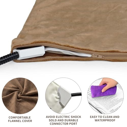 NAMOTEK Pet Heating Pad Adjustable Temperature with Timer, Waterproof Heated Mat with Chew Resistant Cord, Auto Power-Off Electric Indoor Pet Heat Pad for Dogs and Cats - Thumbnail 3