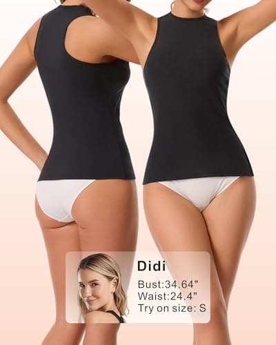 Tummy Control Shapewear High Neck Tank Compression Top Double-Layer Tummy For Side Bust Control Postpartum Recovery - Thumbnail 5