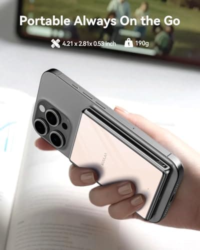 Kuulaa 10000mAh Magsafe Power Bank Ultra Slim 0.53'' Magnetic Wireless Portable Charger with USB-C Output, 20W PD Fast Charging for iPhone 16/15/14/13/12 Series, Tempered Glass Design - Thumbnail 5