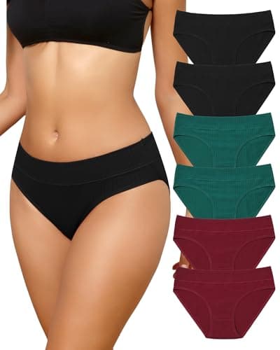 Oegho Womens Underwear Cotton Bikini Panties Soft Hipster Panty Ladies Stretch Briefs 6 Pack - Image 1