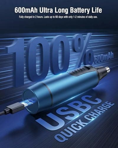 AREYZIN Nose Hair Trimmer for Men,2025 Professional 3 in 1 Painless Rechargeable Ear and Nose Trimmer,IPX7 Waterproof Eyebrow Facial Hair Trimmer Body Grooming Kit Dual Edge Blades - Thumbnail 4