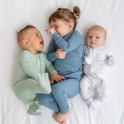Dreamland Baby Bamboo Viscose Baby Pajamas (0-24 months). Ultra Soft Viscose Sleepers with 2-Way Zipper, Mitten & Foot Cuffs. Mom-Owned US Business, Premium Materials - Thumbnail 5
