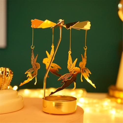 Spinning Candle Holder, Rotating Carousel Tealight Candle Holder, Unique Birthday Gift for Women, Mom, Sister, Friends, Christmas, Valentine's Day (Fairy)