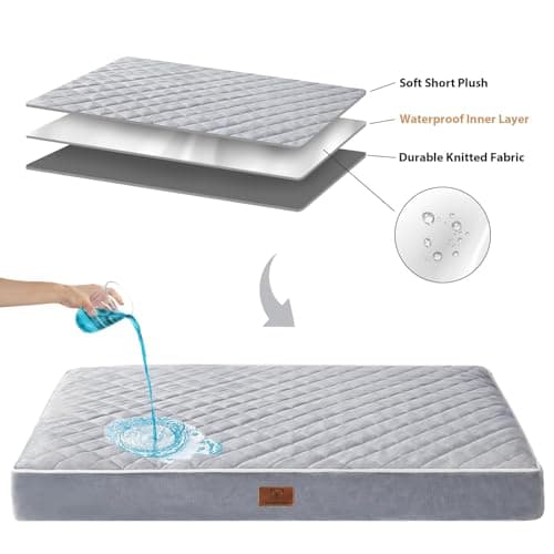WNPETHOME Orthopedic XL Dog Beds Large Sized Dog, Waterproof Extra Large Dogs Bed with Removable Washable Cover, Multi-Needle Quilting Dogs Crate Bed - Thumbnail 6