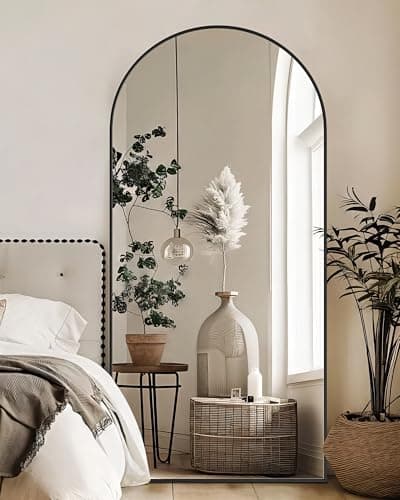 CQHVKQ 76"× 34" Full Length Mirror with Stand Large Arched Floor Mirror Full Length Oversized Full Body Mirror for Bedroom Living Room and Walk-in Closet（Black） - Thumbnail 6