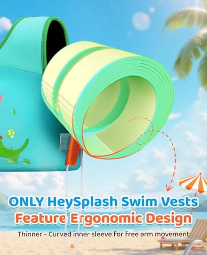HeySplash Swim Vest for Kids, Toddler Pool Floaties Fit 33-66 Lbs, Children Swimming Vest with Adjustable Strap, Swim Jacket Water Wing Arm Float, Puddle Beach Boat Jumper Boy Girl,Dinosaur - Thumbnail 2