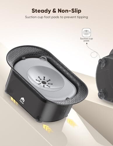 PETPATH Dog Water Bowl, 2.2L No Spill Water Bowl for Dogs,with Suction Cup Foot Pad Reduce Refill, Anti Splash No Mess Dispenser Dripless Slow Drinking Water Bowl for Sloppy Messy Drinkers (Gray) - Thumbnail 4