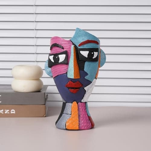 Coniuty Face Planter Pot 8.2 Inch Height with Drainage | Abstract Picasso Head Vase for Decorative Plant | Eclectic Flower Pots for Indoor and Outdoor Plants Succulents/Snake Plants/Cactus - Image 1