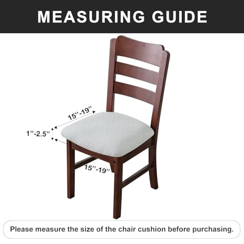 Genina Waterproof Seat Covers for Dining Room Chairs Covers Dining Chair Cover Kitchen Chair Covers (White, 6 Pcs) - Thumbnail 3