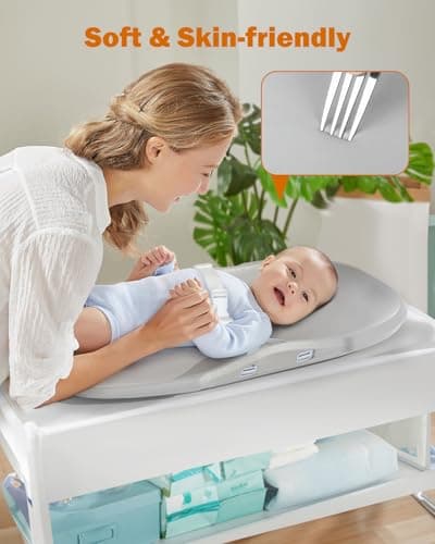 Widitn Baby Changing Pad, Soft & Wipe-Clean Changing Pad with Strap, EVA Waterproof Changing Table Pads for Dresser Top, Non-Slip Bottom, Lightweight, 30”×16” - Thumbnail 2