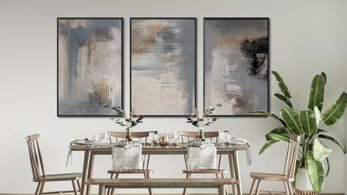 Large Framed Canvas Wall Art - Modern Grey Abstract Pictures for Living Room Aesthetic Rustic Wall Decor Black Float Framed Paintings Retro Prints for Bedroom Dinning Room 16" X 24" X 3 - Thumbnail 4