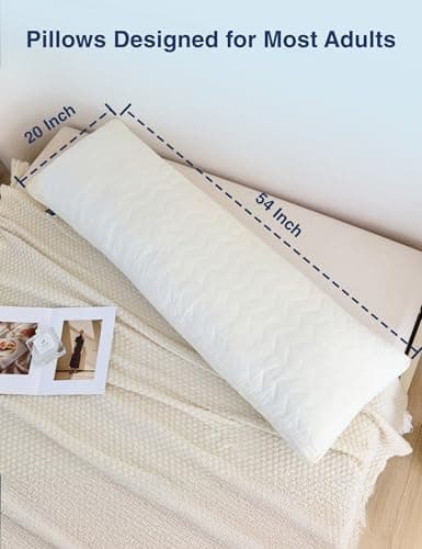 ZonLi Long Body Pillow for Adults, Firm Body Pillow with Adjustable Shredded Memory Foam, Soft Support for Side Sleepers, Pregnant Women, Washable Quilted, 20 x 54 Inch, White - Thumbnail 6