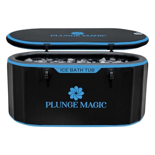 PLUNGE MAGIC Ultimate Cold Plunge Tub Inflatable Ice Bath Tub With Cover for Athletes Portable & XXL Size Black, Water Chiller Compatible (Black-Elongated) - Image 1