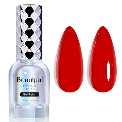 Larvall BEAUTPAL Red Gel Nail Polish 15ML Soak Off UV LED Gel Polish Nail Art Manicure Salon DIY at Home, Color 110 Scarlett Red - Image 1
