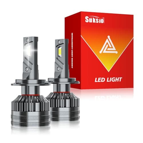 Suksio H7 LED Bulbs, 60000LM 800% Brightness Pure White 6000K Plug & Play, 1:1 Size,IP68Waterproof Fog Light, Pack of 2