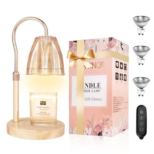 Honvinor Candle Warmer Lamp with Timer & Dimmer, Candle Warmer Height Adjustable, Fits All Jar Scented Candles, Candle Lamp with 3 Bulbs, Charming Gift Box with Ribbon for Gifting - Image 1