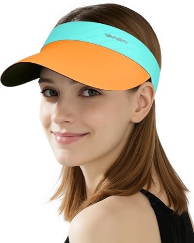 YANIKY Sun Visor Hat for Women,UPF50+ Seamless Sun Hats Men Women Lightweight Sports Cap Stretchy Ponytail Hat for Outdoor Orange - Image 1