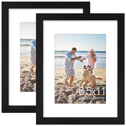 decorUhome 8.5x11 Picture Frame, Display Pictures 6x8 with Mat or 8.5x11 without Mat, Wall & Tabletop Display Certificate Frame, Black, 2 Pack - Image 1