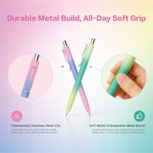 WY WENYUAN Cute Pens, Pastel Ballpoint Pens Bulk, Fine Point Smooth Writing Pens, Colorful Pens, Black Ink 1.0 mm Journaling Pen, Office Supplies for Women & Men, Note Taking - Thumbnail 5
