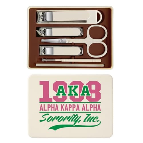 Nail Clipper Set, Nail Cippers 6 Pcs Toenail Clippers, Stainless Steel Fingernail Clipper Sharpest Thick Toenail & Ingrown Nail Clipper Set, Aka Sorority Gifts for Women. (AKA)