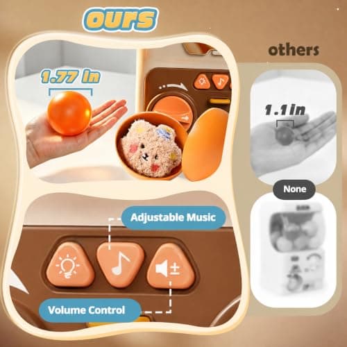 Skirfy Gumballs Machine Toy for Kids,15 PCS 1.77 in Capsules Light Up Vending Machine Operated Gumballs Prize Arcade Game Claw Machine Game Sensory Toys Dolls Gifts - Thumbnail 3