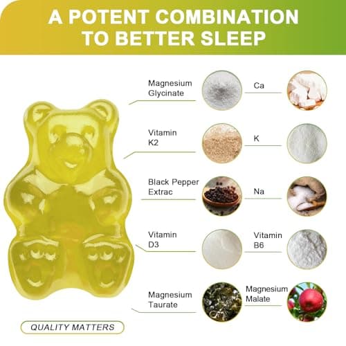 GREENPEOPLE Magnesium Glycinate Gummies with Citrate 1000mg, Taurate & Matale - Sugar Free - Magnesium Potassium Supplement with Vitamin D, K2 for Calm Mood & Zzz Support - 60 Pineapple Gummies - Thumbnail 2