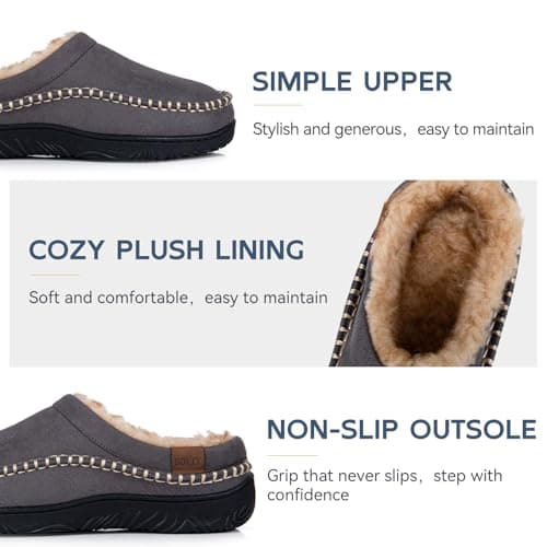 BOVTY Men's Moccasin House Slippers - Memory Foam Indoor Outdoor Shoes Warm Fuzzy comfy Slip-on - Thumbnail 5