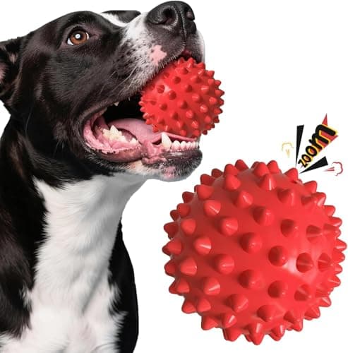 Apasiri Beef-Flavored Durable Dog Ball for Aggressive Chewers, Tough Squeaky Rubber Toy for Pitbulls Large & Medium Breeds - Image 1