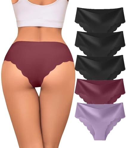 Riozz Sexy Seamless Underwear Wave Edge No Show Bikini Panties V-waist Ice Silk Hipster Lady Cheeky Invisibles Briefs 6 Pack - Image 1