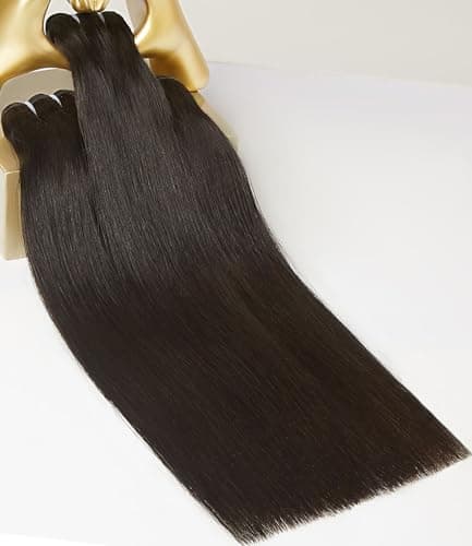 MLIP Raw Bundles Human Hair Straight, No Tangle Shedding, Keep Texture Silky Soft After Multiple Washes, 16A Raw Indian Hair Bundles 12 12 12 Inches, Triple Lifespan 3X