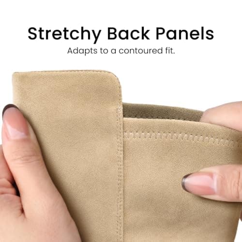 Athlefit Suede Boots for Women Knee High Square Toe Low Heel Riding Fall Boots Fashion Stretchy Side Zipper Long Tall Booties Camel 11 - Thumbnail 5