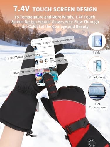 Heated Gloves with Battery,Women Heating Gloves,USB Electric Motorcycle Glove,Touchscreen Hand Warmers Rechargeable,Windproof &Waterproof for Outdoor Working Skiing Biking Cycling Hunting Fishing - Thumbnail 5