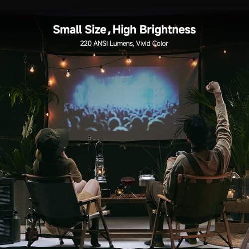 Adget iSpace2 Smart Mini Projector, 1080P Portable Projector with WiFi and Bluetooth, 360° Bluetooth Speaker, Tripod Included, Android 9.0 Rechargeable Pocket Projector for Outdoors Indoor Use(Greige) - Thumbnail 2