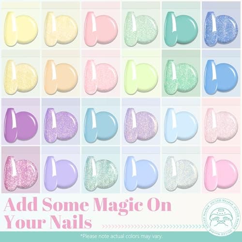 ABAC Pastel Shimmer Solid Gel Nail Polish,Ombre Gel Polish for Pat Painting,Spring&Summer Easter Hema-free 24 Colors Soak Off Gel Polish Kit w/Nail Art Brush for Salon and Nail Art DIY at Home - Thumbnail 5